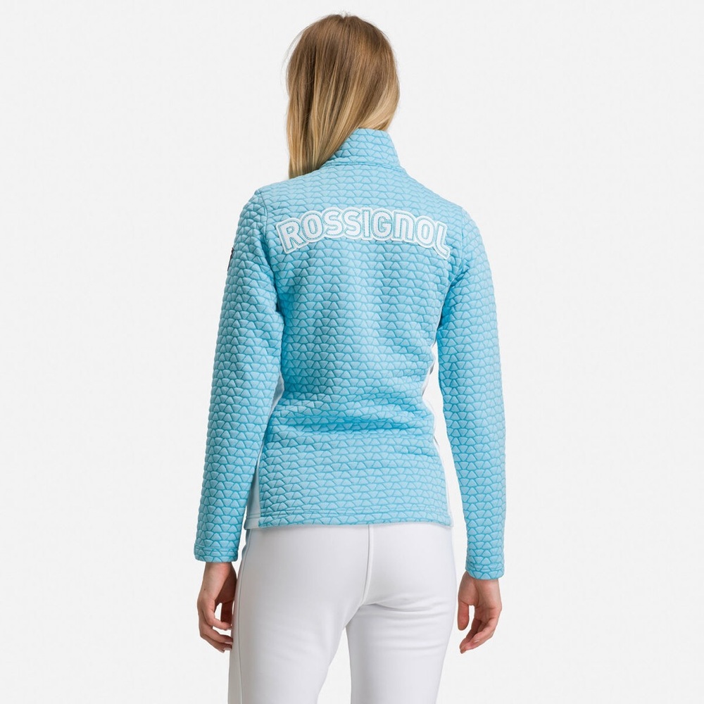 Rossignol Print Hiver Full Zip Layer Logo Quilted Baby Blue Jacket Size 2XL EUC